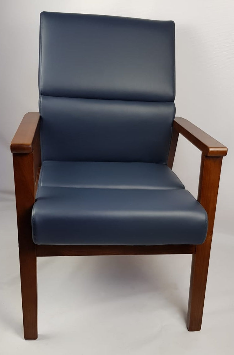 Blue Leather Solid Wood Frame Executive Visitor Chair - HB-1819C